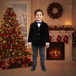 Baby Gap Toddler Boy 4 Years Black Velvet Blazer Three Button Special Occasion